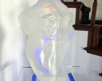 Frederick Elliott Hart "Reflections" Lucite sculpture on lit acrylic rotating stand