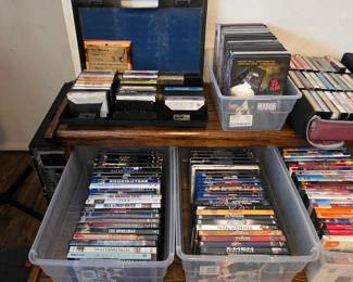 CDs, DVDs, vinyl records, cassette tapes