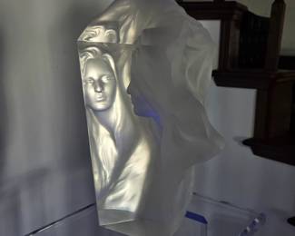 Frederick Elliott Hart "Reflections" Lucite sculpture on lit acrylic rotating stand