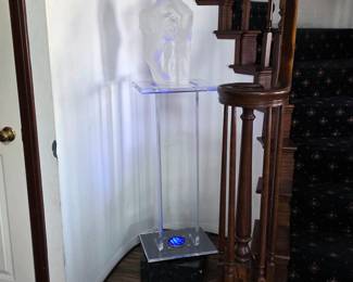 Frederick Elliott Hart "Reflections" Lucite sculpture on lit acrylic rotating stand