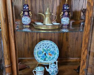Turkish coffee set, Mason's ironstone lidded Imari vases
