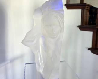 Frederick Elliott Hart "Reflections" Lucite sculpture on lit acrylic rotating stand
