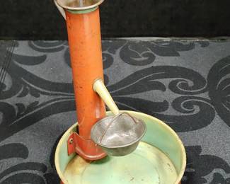 Tin toy water pump and bucket