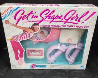1980s old store stock new in box girls exercise set. 