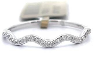 NEW! Pavé Natural Diamond Wavy Stacking Ring in 14k White Gold