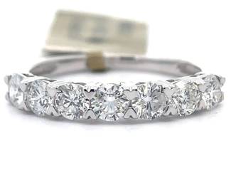 NEW! 1 Carat Natural Diamond Semi-Eternity Ring in 18k White Gold