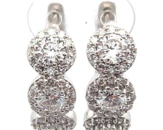 NEW! 2.25 Carat Diamond Triple Halo Hoop Earrings in 14k White Gold