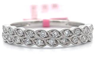 NEW! 0.25 Carat Diamond Leaf Double Row Trellis Ring in White Gold