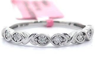 NEW! Natural Diamond Hugs and Kisses XO Ring in White Gold