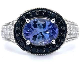 Tanzanite & White Topaz East-West Two-Tone Ring