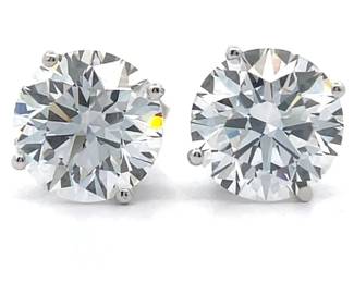 4 Carat Diamond Round Solitaire Stud Earrings in 14k White Gold