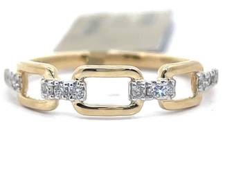 Pavé Diamond Chain Link Ring in 14k Yellow Gold