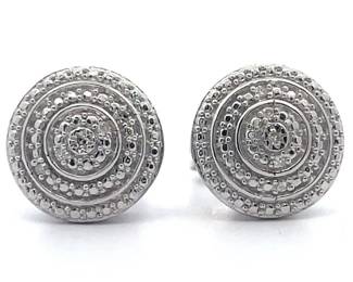 Natural Diamond Concentric Halo Earrings