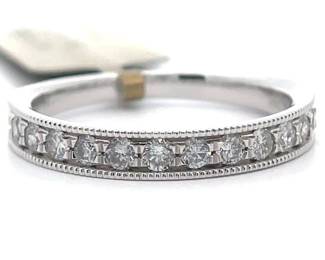NEW! 0.50 Carat Natural Diamond Milgrain Half Eternity Ring in 14k White Gold