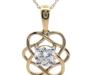 NEW! 1 Carat Diamond Orbital Snowflake Pendant Necklace in 14k Yellow Gold