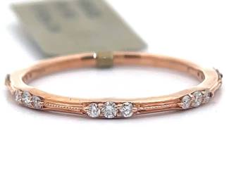 NEW! Natural Diamond Bamboo Stacking Ring in Rose Gold