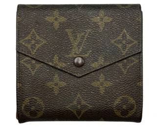 Louis Vuitton Monogram Canvas French Envelope Wallet with Brown Snap