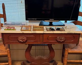 Mahogany Accent Table with marble top