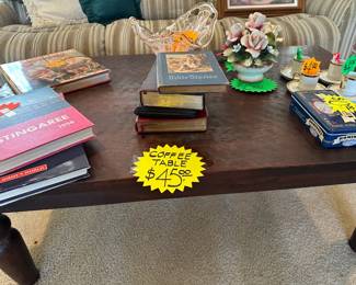 Wood Coffee Table - Books - Glass Decor
