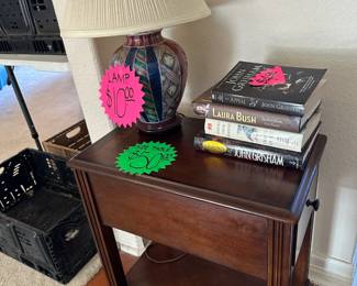 Side Table - Lamp - Books