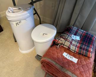 Blankets and Waste Cans