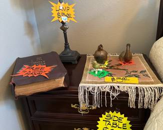 Side Table - Lamp - Free Bible to the right Person