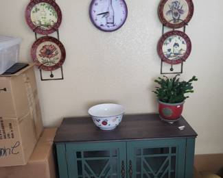 Green Mirrored Door Cabinet