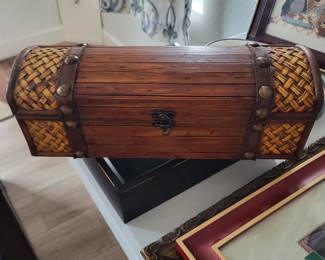 Woven and Wood Accent Trunk Box