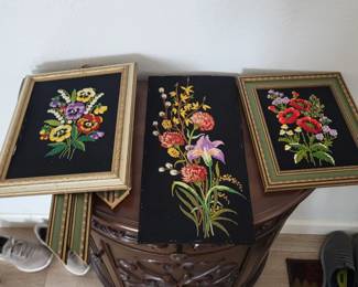 Set of 4 cross stitches, one more not pictured here.