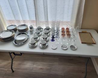 Full set of China, MCM Tray, Several sets of glasses and stemware