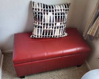 Red storage bench