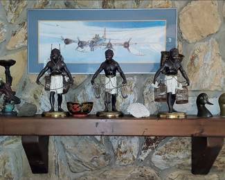 Blackamoors, Aviation Print, Collectible Brass Items
