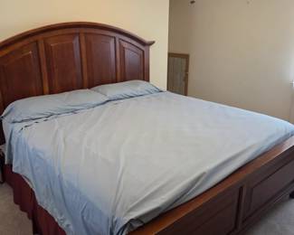 Gently used King Broyhill bed with mattress.