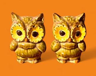 Vintage Owl Salt & Pepper Shakers