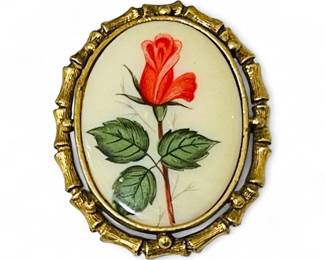 Red Rose Cameo Brooch