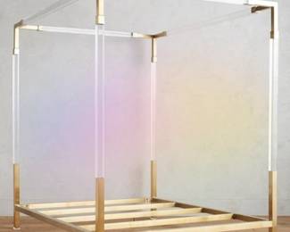 anthropologie brass and lucite queen bed frame