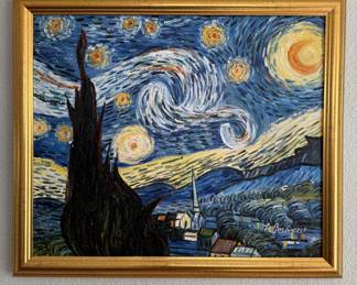 Lot #71 From the School of Picasso - Starry Nights Signed "L. Gorliew" - Oil on Canvas