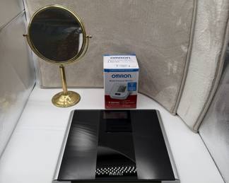 Lot #67 HoMedics Digital Body Weight Scale Black Glass Surface with Omron 3 Series Blood Pressure Monitor