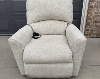 Lot #40 La-Z-Boy Motorized Lift Recliner - Beige Plush Recliner Chair with Remote Control