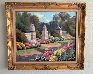 Lot #75 โParkโ by CH Andrews Ch. Andrews Signed Landscape Oil Painting with Ornate Gold Frame