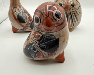 Lot #59 Mexican Pottery! Handcrafted Ceramic Pottery Jar with Lid and Painted Stoneware Bird Figurines