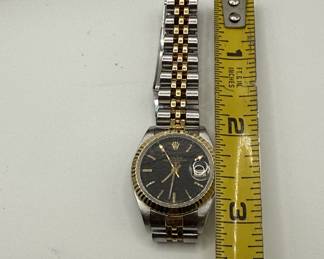 Lot #4 Vintage Rolex Oyster Perpetual Date Black Dial Stainless Steel and 18K Gold Watch with Jubilee Bracelet Rolex 69173