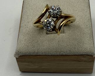 Lot #23 Vintage 14k/18k Gold and Diamond Ring. Two .50 carat stones.