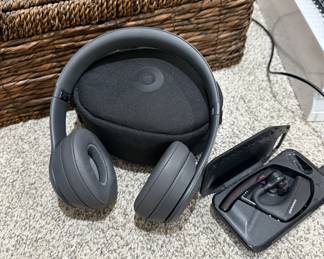 Lot #242 Huge Office Supply Lot - Beats Solo3 Blue Tooth Headset, Plantronics Voyager 5200 - Levenger folders, hole punch