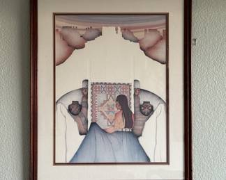 Lot #93 23rd Annual New Mexico Arts & Crafts Fair 1984 Native American Style Framed Artwork