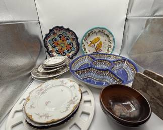 Lot #181 Huge Lot of Kitchen Serving Dishes Anthropologie, Mexican Pottery, and more!