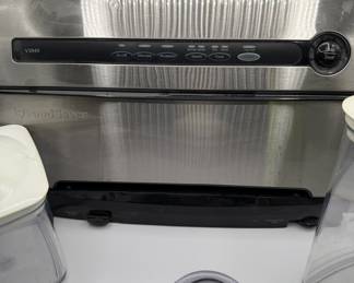 Lot #246 FoodSaver Vacuum Sealer System with Stainless Steel Design and Vacuum Storage Containers Plus Freezer Quart Bags