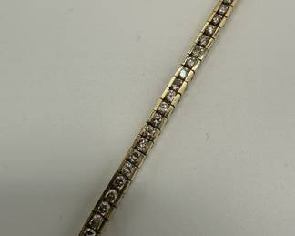 Lot #3 14k Gold Channel Set Princess Cut Diamond Tennis Bracelet