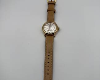 Lot #13 Shinola Gold Tone Stainless Steel Watch with Tan Leather Strap