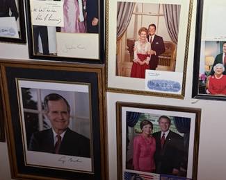 Presidential and Royal Photo Collection
Historic framed photo collection featuring U.S. presidents, first ladies, and notable public figures. A distinguished wall display celebrating American and world history — ideal for collectors of political or royal memorabilia.